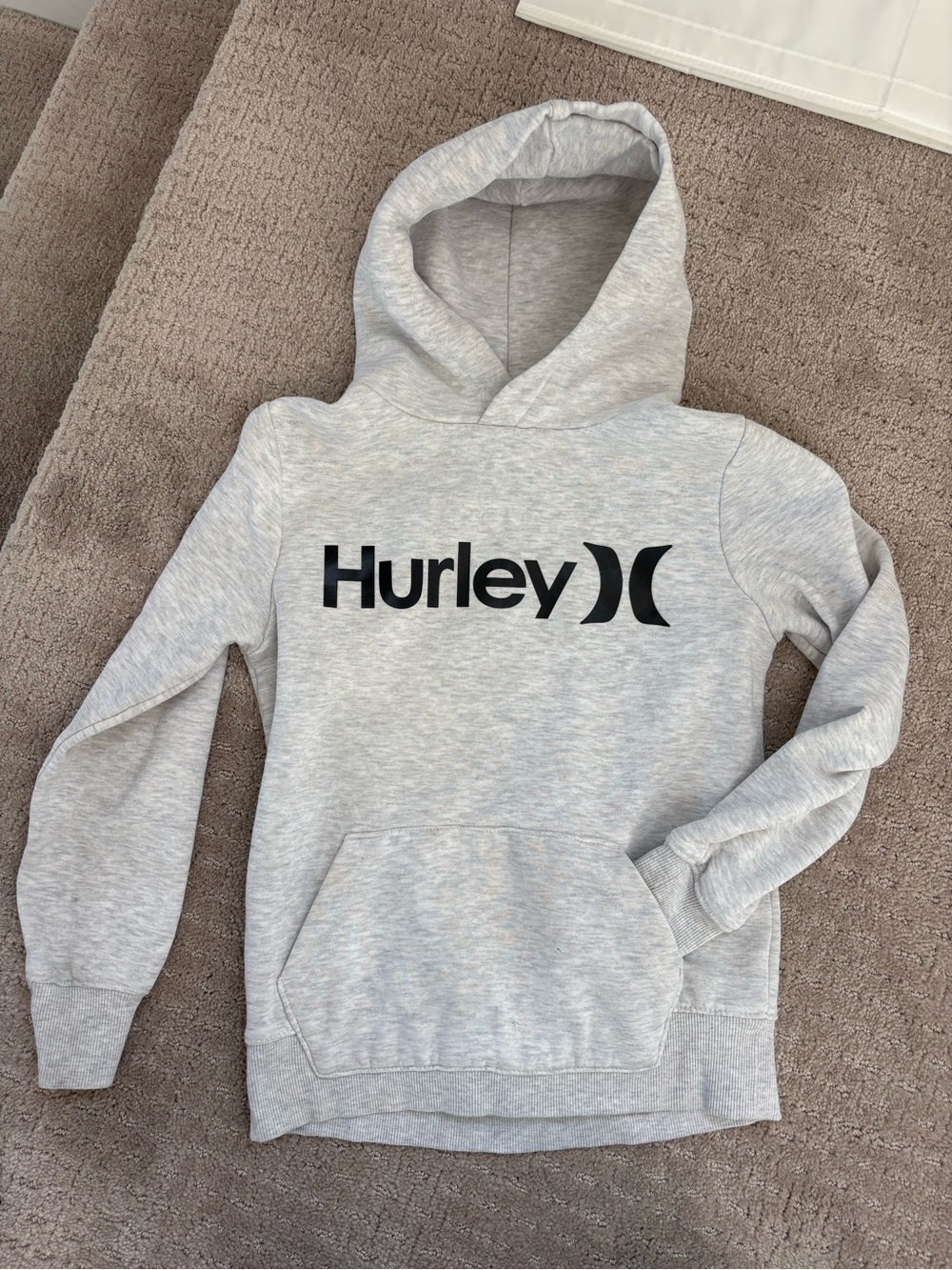 Boys Size S Small Grey Logo Hurley Hooded Hoodie Sweatshirt EUC Fast Shipping